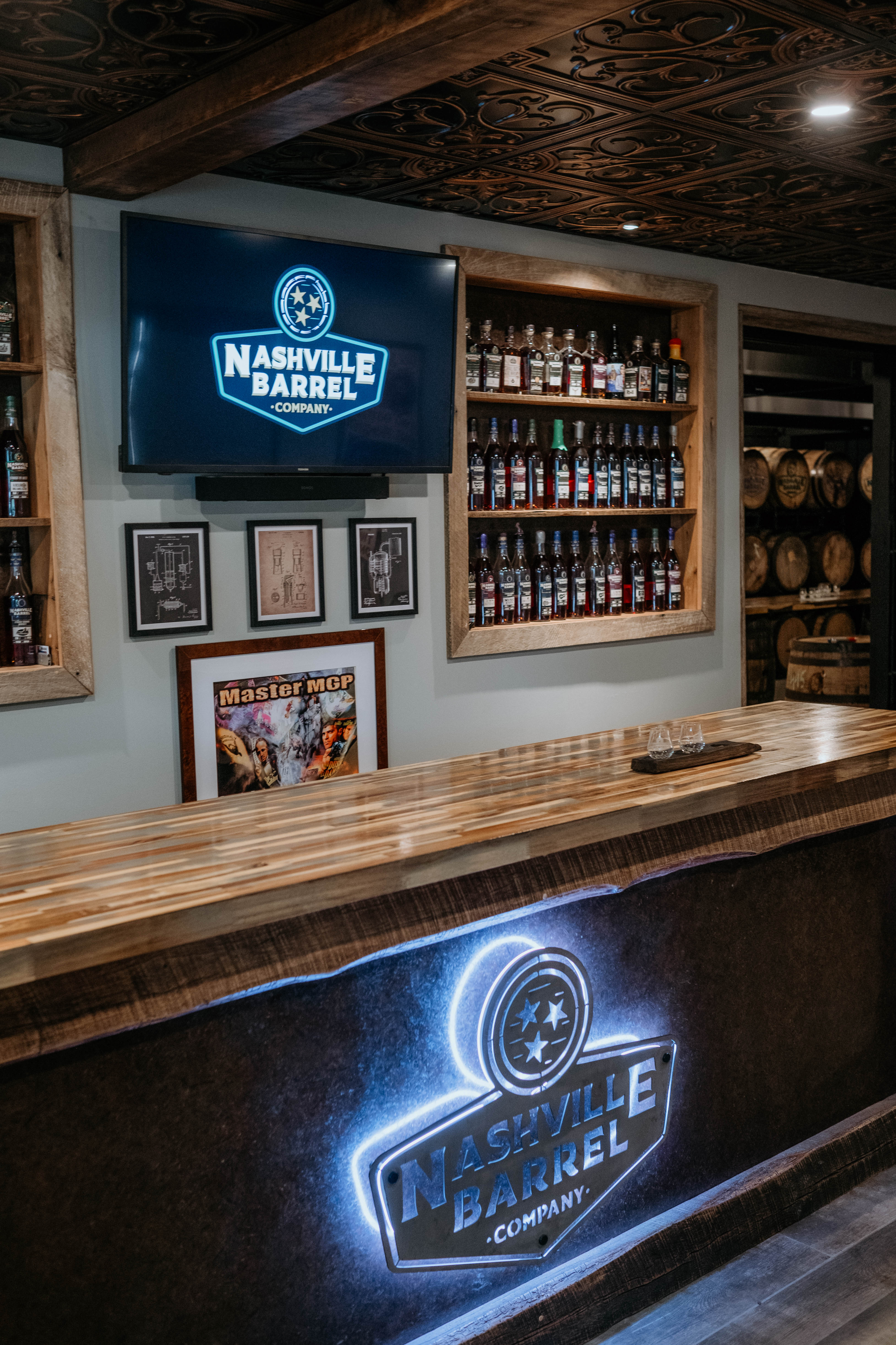 Tasting bar at Nashville Barrel Company headquarters